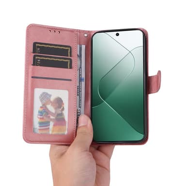 SKALO Xiaomi 14 5G PU-læder Pungetui - Pink