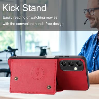 SKALO Samsung A15 5G PU-læder Cover med Pung - Brun