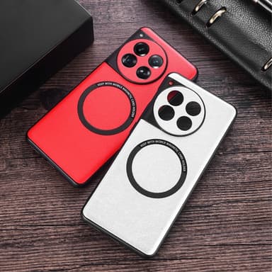 SKALO OnePlus 12 5G PU læder hybrid magnetisk ring Cover - Grøn