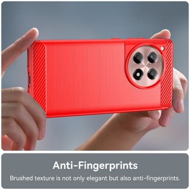 SKALO OnePlus 12R 5G Armor Carbon Stødsikker TPU-cover - Rød