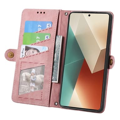 SKALO Xiaomi Redmi Note 13 5G Præget pungetui i PU-læder med lynlås - Pink