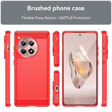 SKALO OnePlus 12R 5G Armor Carbon Stødsikker TPU-cover - Rød