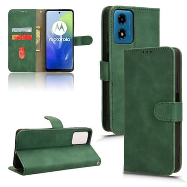 SKALO Motorola Moto G04 Matt PU-læderpungetui - Grøn