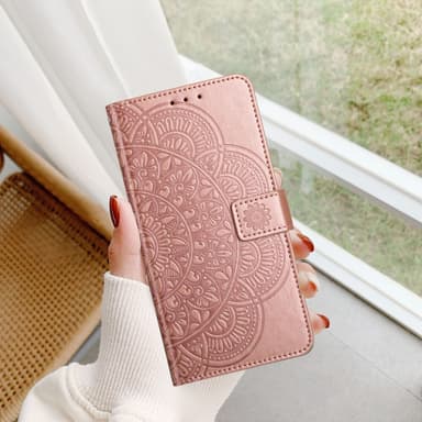 SKALO Xiaomi Redmi Note 13 Pro+ Mandala Flip Cover - Rosa guld