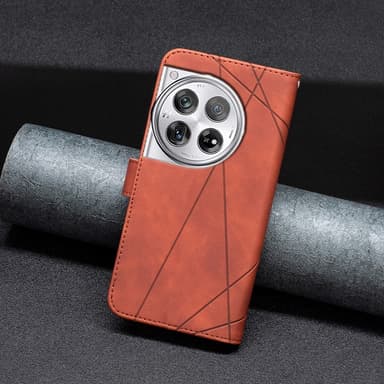 OnePlus 12 5G BINFEN COLOR Præget Flip Cover - Brun