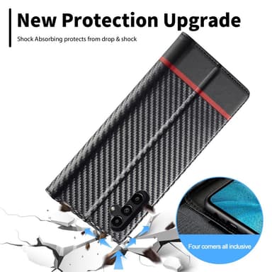 SKALO Samsung A15 5G LC.IMEEKE Carbon Fiber Pungetui i PU-læder - Sort