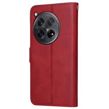 SKALO OnePlus 12R 5G PU-læder Pungetui - Rød