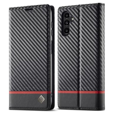 SKALO Samsung A15 5G LC.IMEEKE Carbon Fiber Pungetui i PU-læder - Sort
