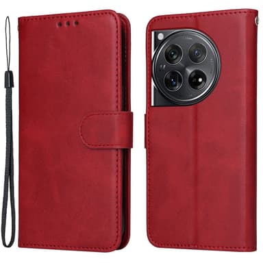 SKALO OnePlus 12 5G PU-læder Pungetui - Rød