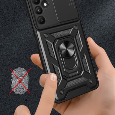 SKALO Samsung A15 4G Armor Hybrid Metal Ring Camera Slider - Rød