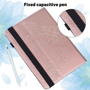 Til iPad 10.9 (2022) Tabletetui Cover Blomsterprægning - Rose Gold