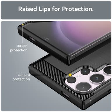 Til Samsung Galaxy S24 Ultra Cover Til Telefon TPU Carbon Fiber Texture Slim-Fit