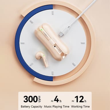 WEKOME Earphones Bluetooth 5.3 Stereo Earbuds - Beige