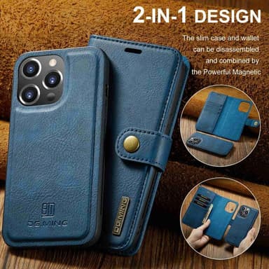 DG MING iPhone 15 Pro 2-i-1 Magnet Pungetui - Blå