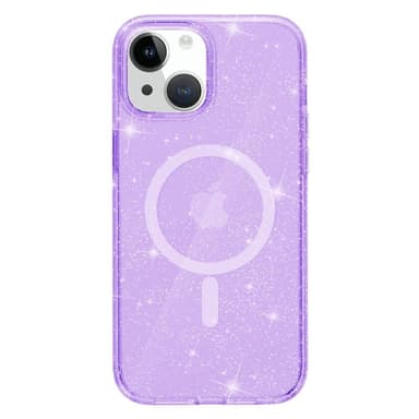 SKALO iPhone 15 Glitter Magnetic Ring TPU Cover - Lilla