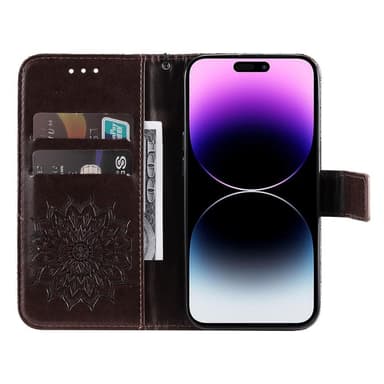 SKALO iPhone 15 Pro Max Mandala Flip Cover - Brun