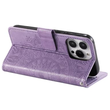 SKALO iPhone 15 Pro Mandala Flip Cover - Lilla