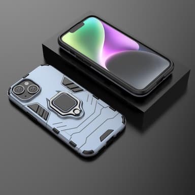 SKALO iPhone 15 Armor Hybrid metal ring cover - Blå