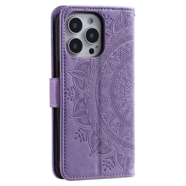 SKALO iPhone 15 Pro Mandala Flip Cover - Lilla
