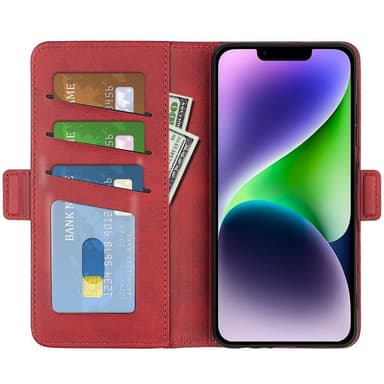 SKALO iPhone 15 Plus Premium Wallet Flip Cover - Rød