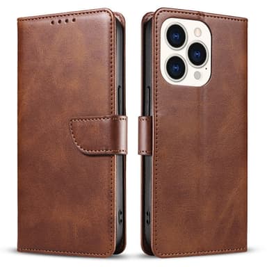 SKALO iPhone 15 Plus Premium Wallet Flip Cover - Brun