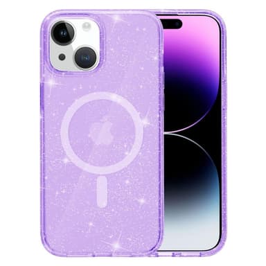 SKALO iPhone 15 Glitter Magnetic Ring TPU Cover - Lilla