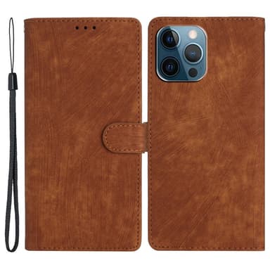 SKALO iPhone 15 Pro Max Flip Cover m. pung i PU-læder - Brun