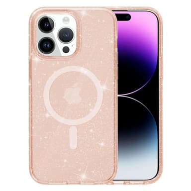 SKALO iPhone 15 Pro Max Glitter Magnetic Ring TPU Cover - Guld