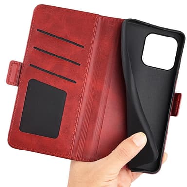 SKALO iPhone 15 Plus Premium Wallet Flip Cover - Rød