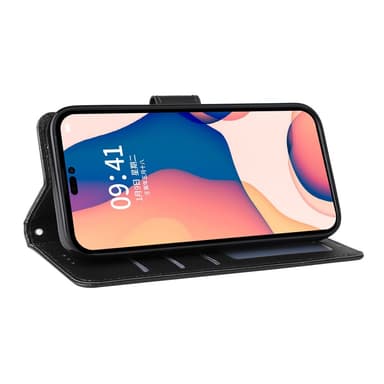 SKALO iPhone 15 Plus Flip Cover m. pung i PU-læder - Sort