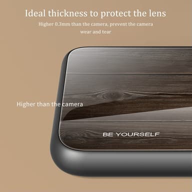 SKALO iPhone 15 Pro Max Wood hærdet glas TPU Cover - Vin rød