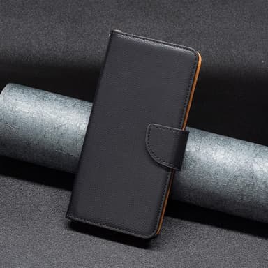 SKALO iPhone 15 Pro Max Litchi Flip Cover - Sort