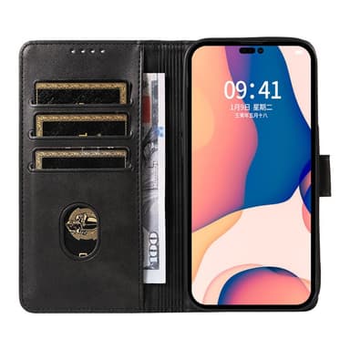 SKALO iPhone 15 Plus Premium Wallet Flip Cover - Brun
