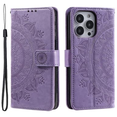 SKALO iPhone 15 Pro Mandala Flip Cover - Lilla
