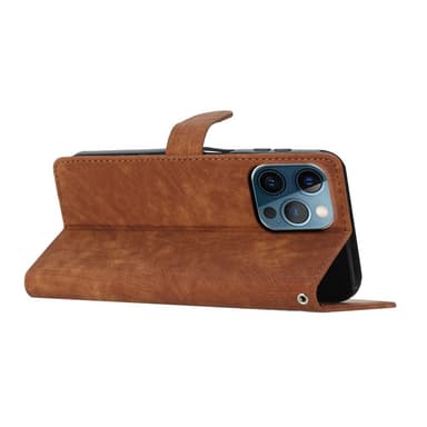 SKALO iPhone 15 Pro Max Flip Cover m. pung i PU-læder - Brun