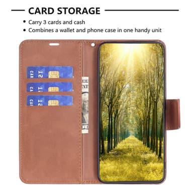 SKALO iPhone 15 Pro Max Flip Cover m. pung i PU-læder - Brun