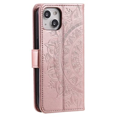SKALO iPhone 15 Mandala Flip Cover - Rosa guld