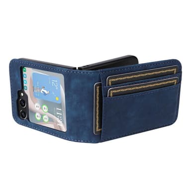 SKALO Samsung Z Flip5 PU-læder Kortholder Cover - Blå