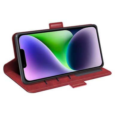 SKALO iPhone 15 Plus Premium Wallet Flip Cover - Rød