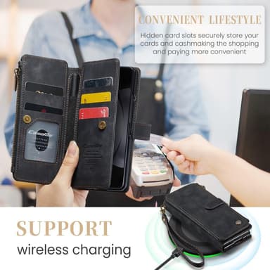 CaseMe Samsung Z Fold5 CaseMe Big Wallet Pungetui - Sort