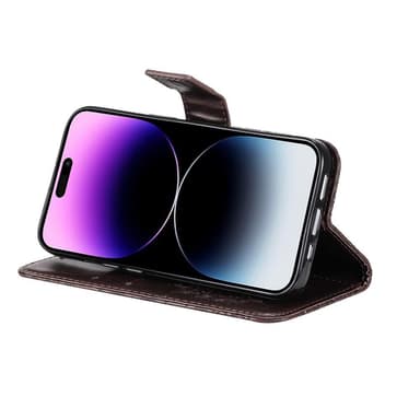 SKALO iPhone 15 Pro Max Mandala Flip Cover - Brun