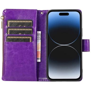 DoubleFlip Zipper 9-kort Apple iPhone 15 Pro - Lilla