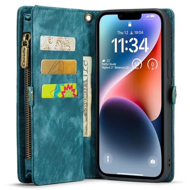 CASEME iPhone 15 Plus 2-i-1 tegnebog telefonskal - Blå