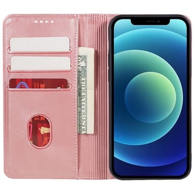 Wallet Stand Telefontaske til iPhone 15 Plus Cell Cell Cover -Rose Gold