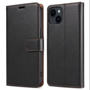 Retro Crazy Horse Taske til iPhone 15 Plus Telefontaskestativ