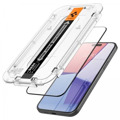 Spigen iPhone 15 Plus Skærmbeskytter GLAS.tR EZ Fit FC Svart 2-pak