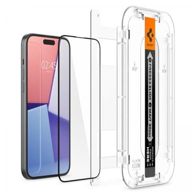 Spigen iPhone 15 Plus Skærmbeskytter GLAS.tR EZ Fit FC Svart 2-pak