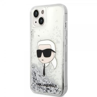 Karl Lagerfeld iPhone 15 Cover Liquid Glitter NFT Karl Sølv