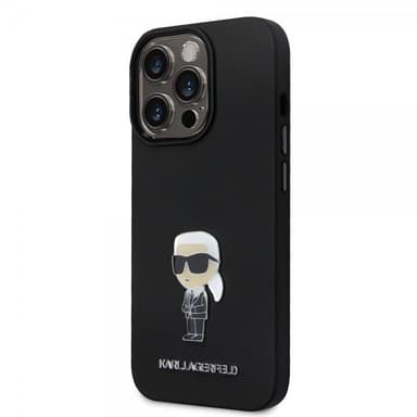 Karl Lagerfeld iPhone 15 Pro Cover Ikonik Metal Pin Sort