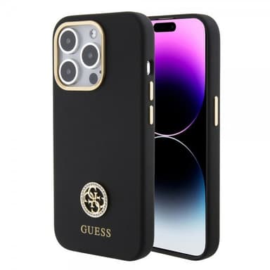 Guess iPhone 15 Pro Max Cover Liquid Silicone Metal Logo Sort
